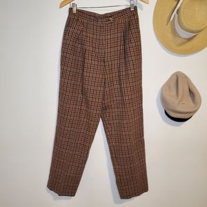 Vintage high waist wool plaid pants